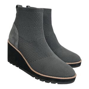 EILEEN FISHER | Dark Gray Pull On Stretch Quill Street Bootie 9